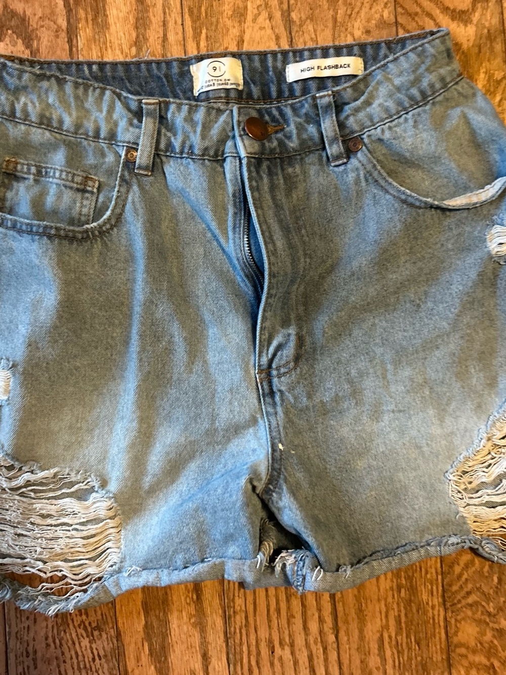 Cotton On Distressed Light Blue Denim Jean Shorts size 8